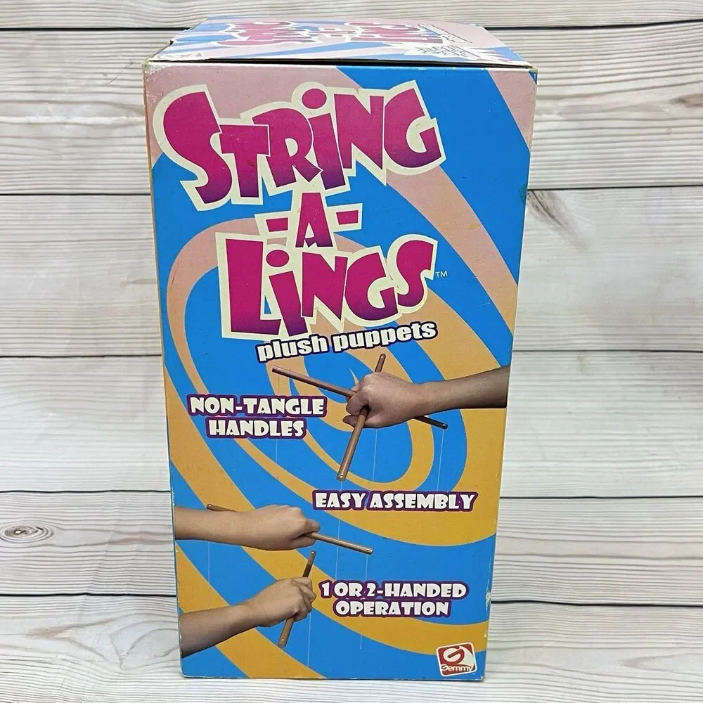 Vintage 2001 Gemmy String-A-Lings Plush Puppet Skeleton & Bones Marionette NOS